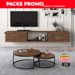 Meuble TV Suspendu avec 2 Table Basse